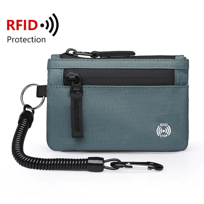 Zipper RFID Wallet Mini Coin Purse Nylon Card Holder