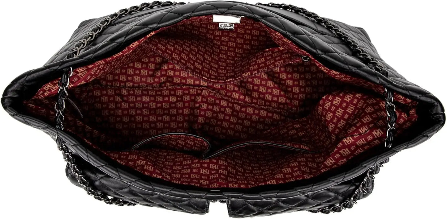 Quilted Vegan Leather Tote Weekender Travel Bag For Women