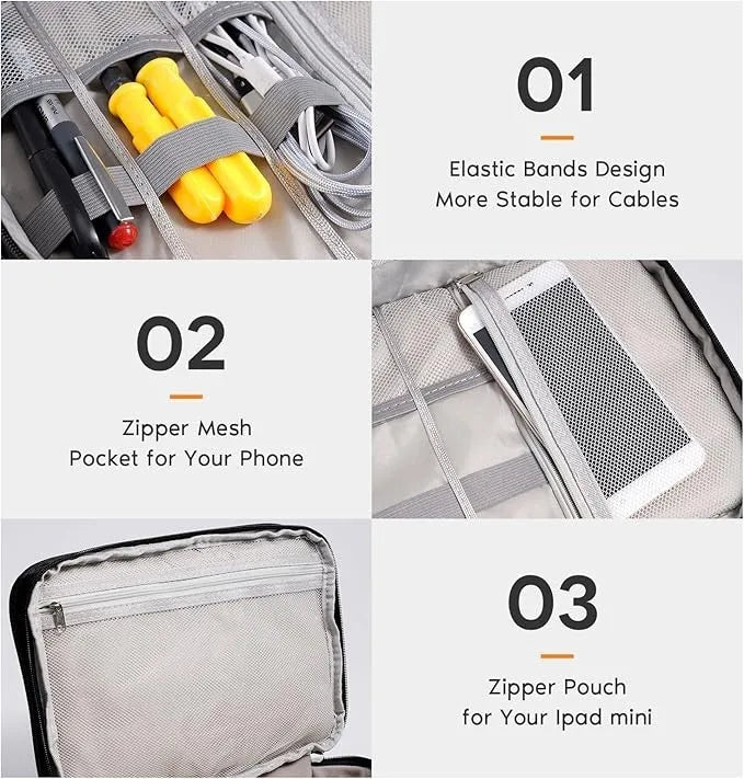 Portable Digital Storage Bag for USB Cables Travel Organizer