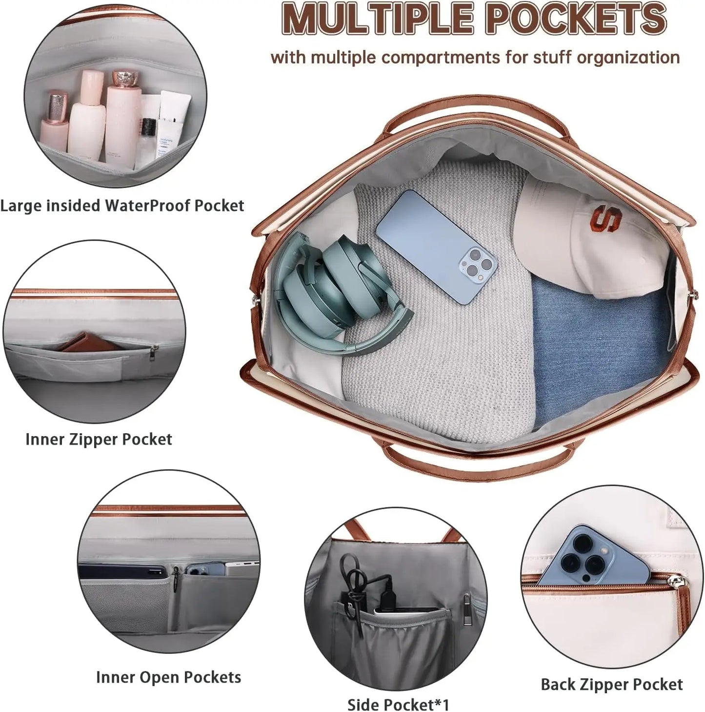 Women's Travel Duffle Bag With Shoe Compartment And Wet Pocket Toiletry Set