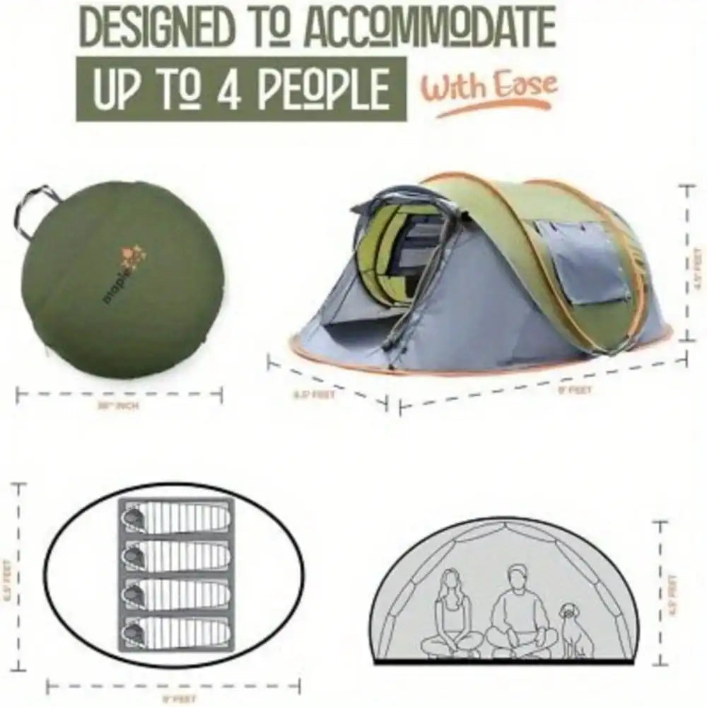 Camping Tent Pop Up Waterproof With Two Doors