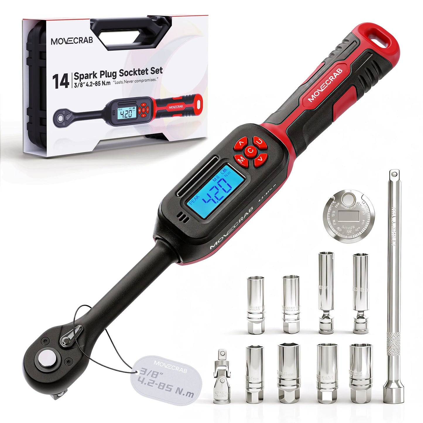 MoveCrab Digital Torque Wrench Set With Magnetic Extension Bar