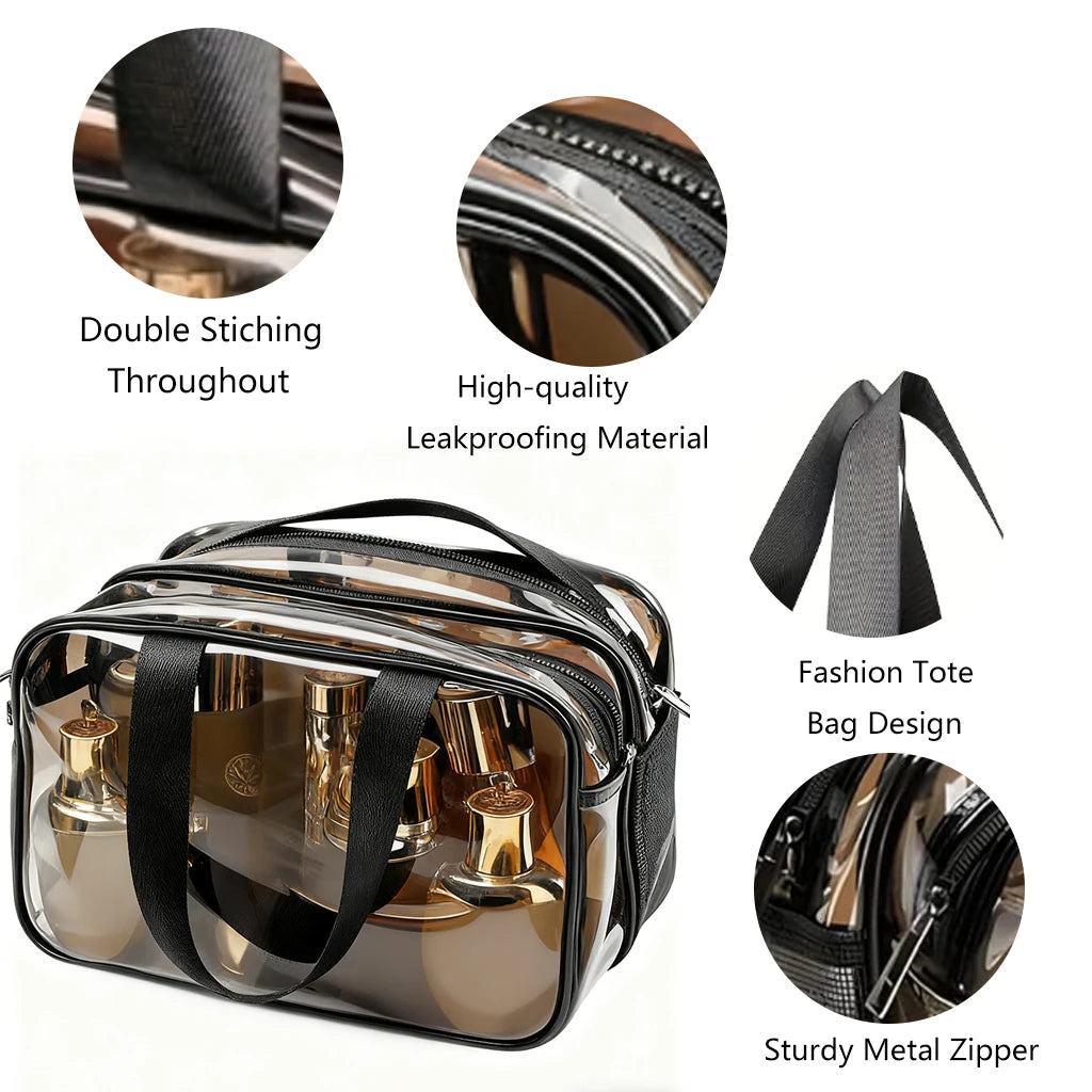 Waterproof Travel Makeup Pouch With Double Zipper TSA Organizer