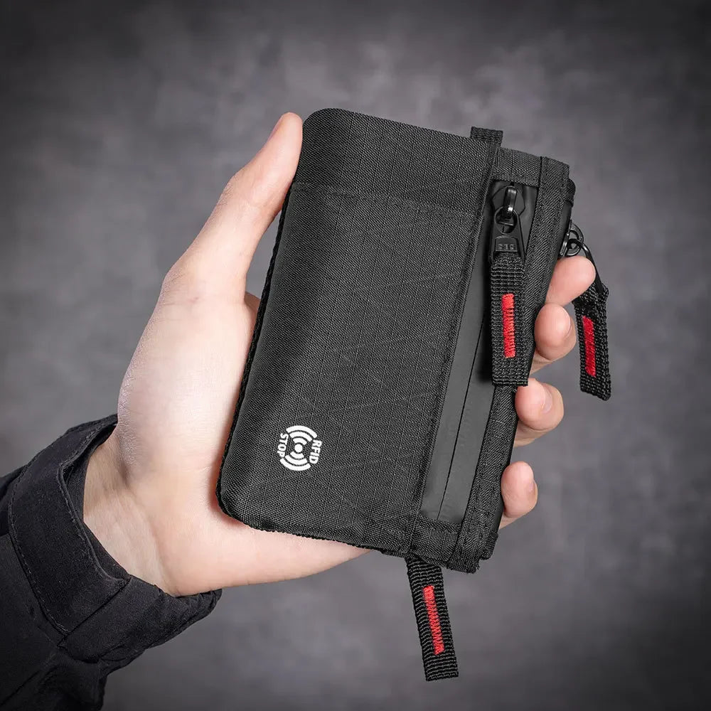 Zipper RFID Wallet Mini Coin Purse Nylon Card Holder