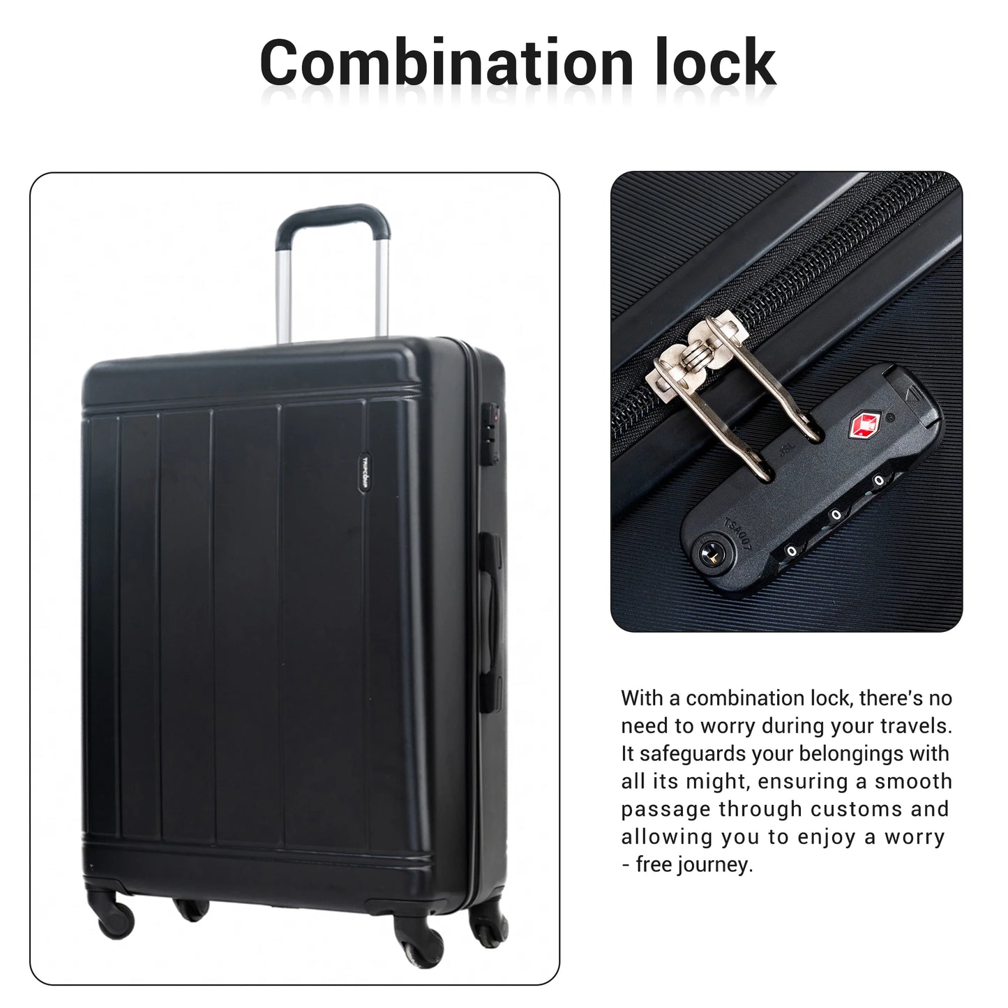 TRIPCOMPCN Luggage Set 3 Piece With Spinner Wheels TSA Lock