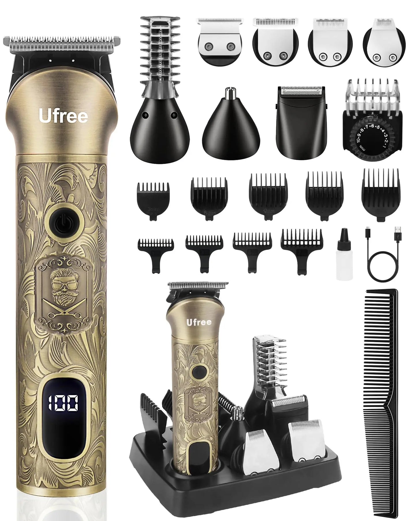 Ufree Beard Trimmer for Men Cordless Electric Razor Shaver Kit