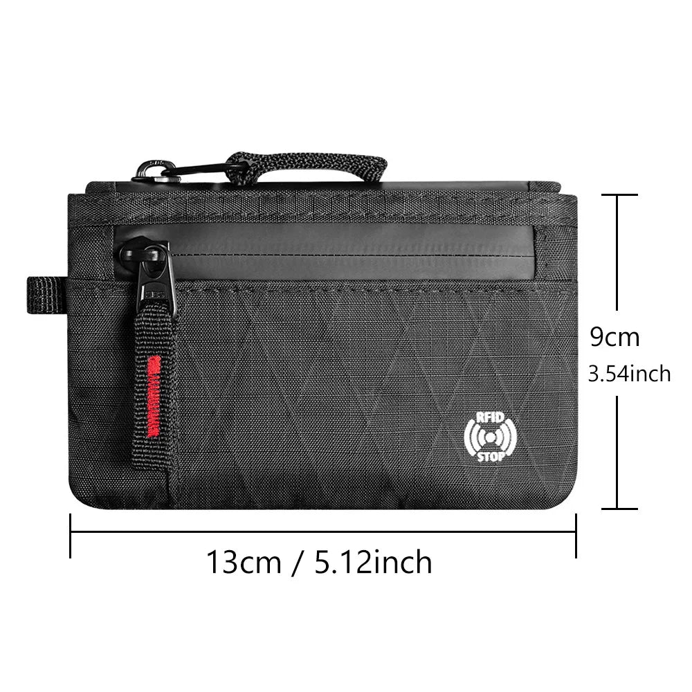 Zipper RFID Wallet Mini Coin Purse Nylon Card Holder