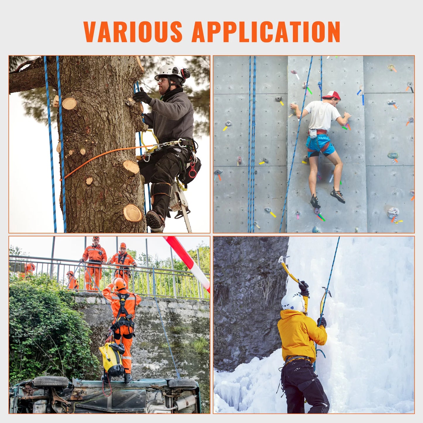 VEVOR Static Climbing Rope CE Certified for Outdoor Use