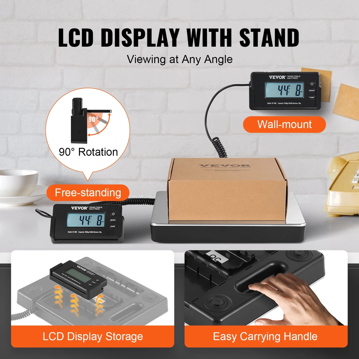 Digital Postal Scale 440Lb With Timer Tare HD LCD Display