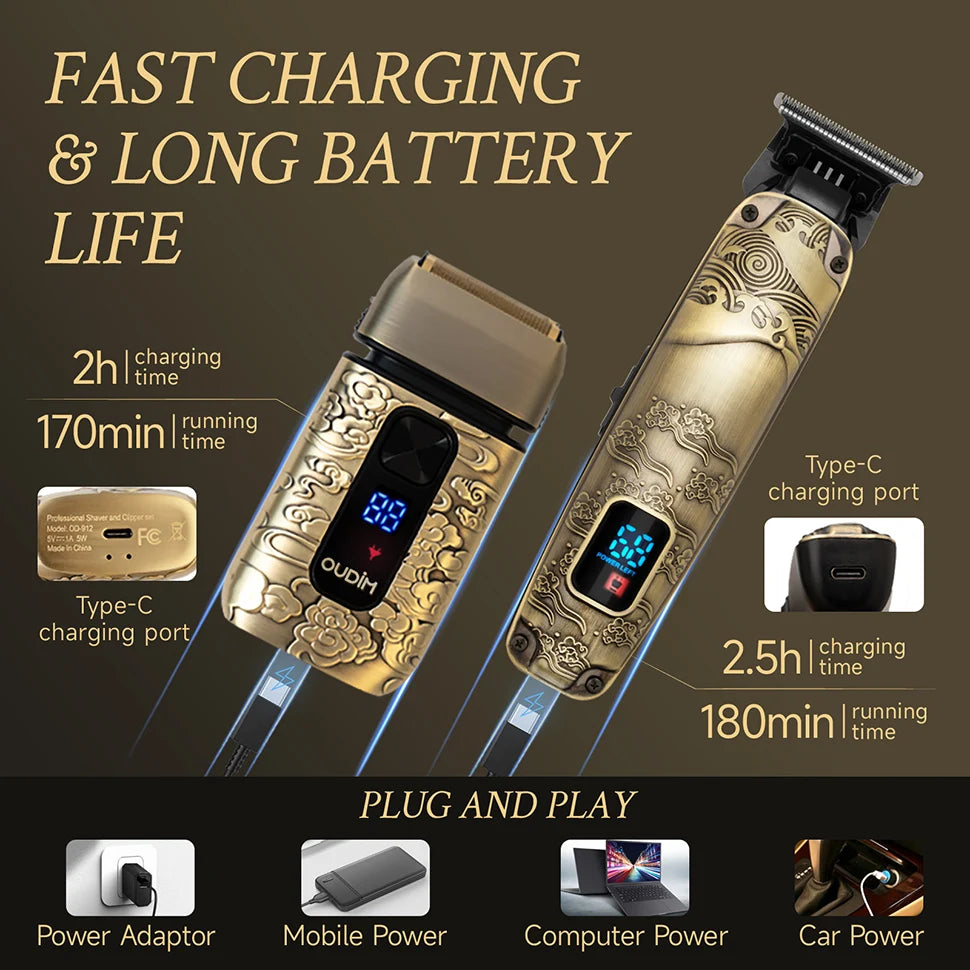 Ouidm Foil Shaver For Men Wet Dry Shave Beard Trimmer Grooming Kit