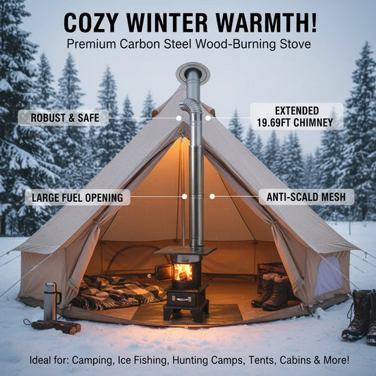 Camping Wood Stove Outdoor Cast Iron Coal Heater Kit
