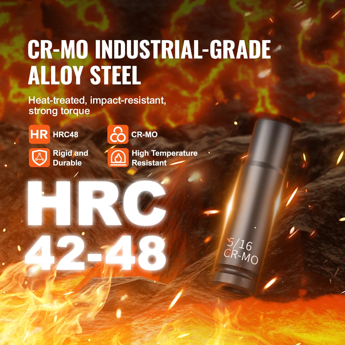 NONEDIY 48 Piece Impact Socket Set CrMo Alloy Steel