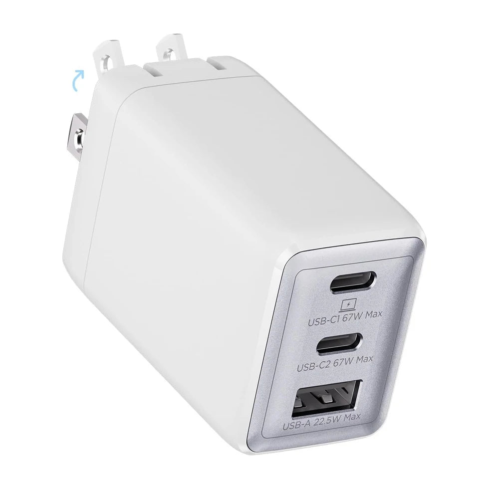 WEGEAR 67W USB-C Charger 3-Port GaN Fast Charge Portable Travel