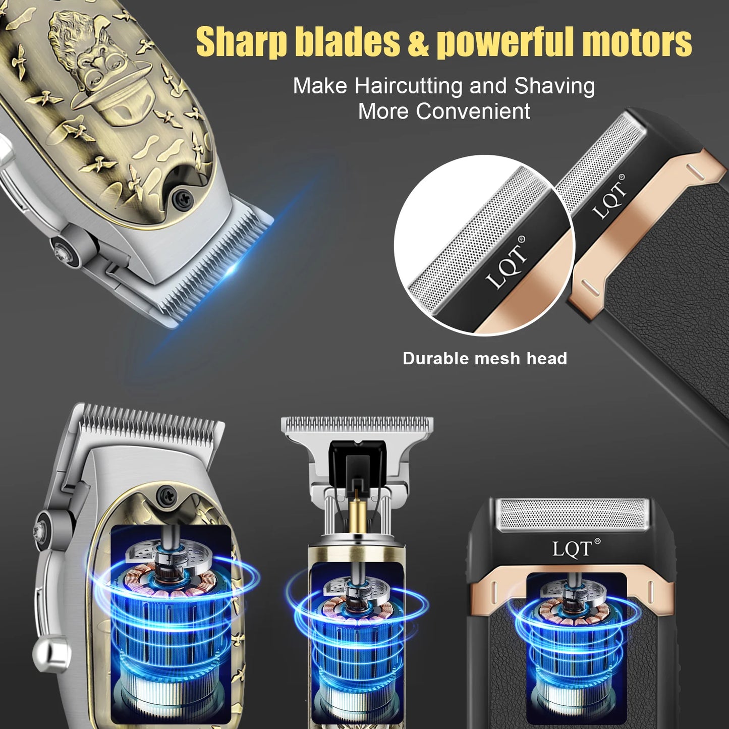 LQTElectric Cordless Hair Clipper and Shaver Set for Men