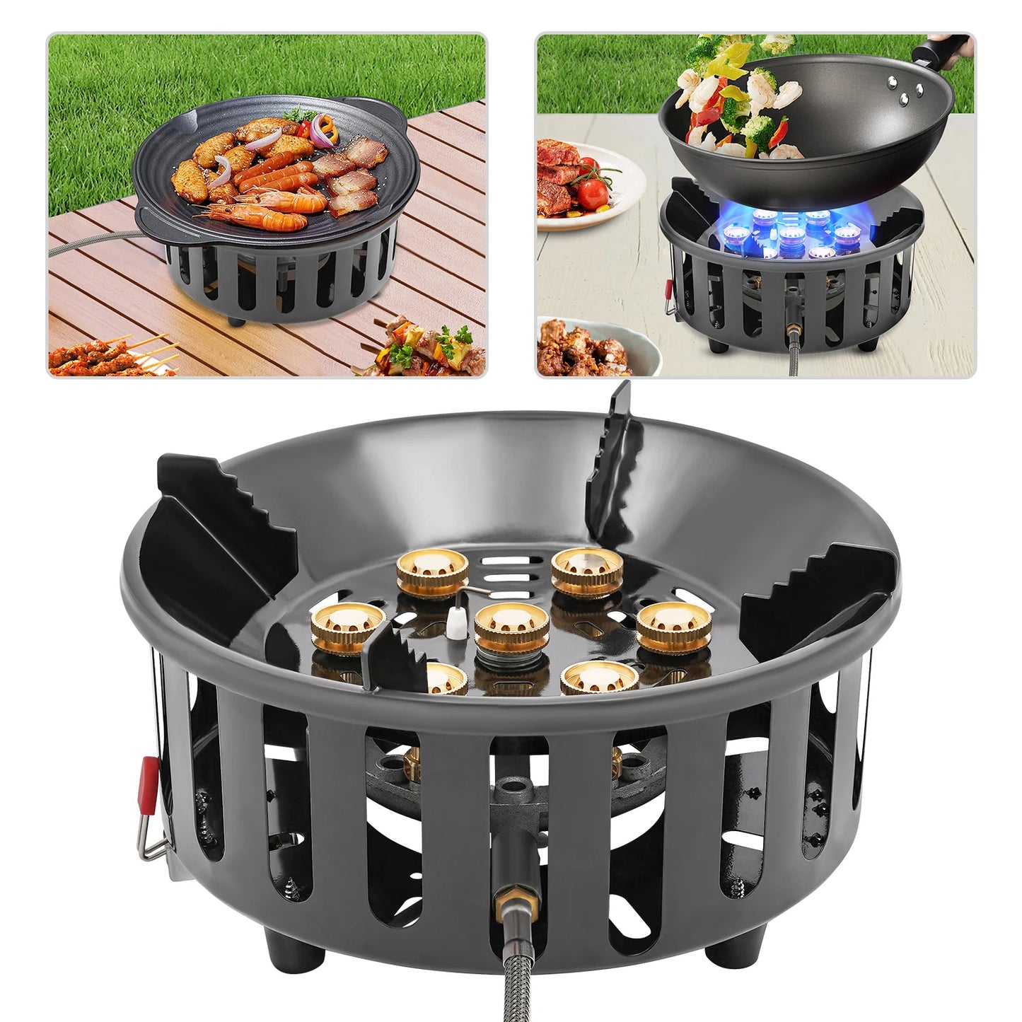 7 Core Camping Stove High Power Portable Gas Burner Ignition