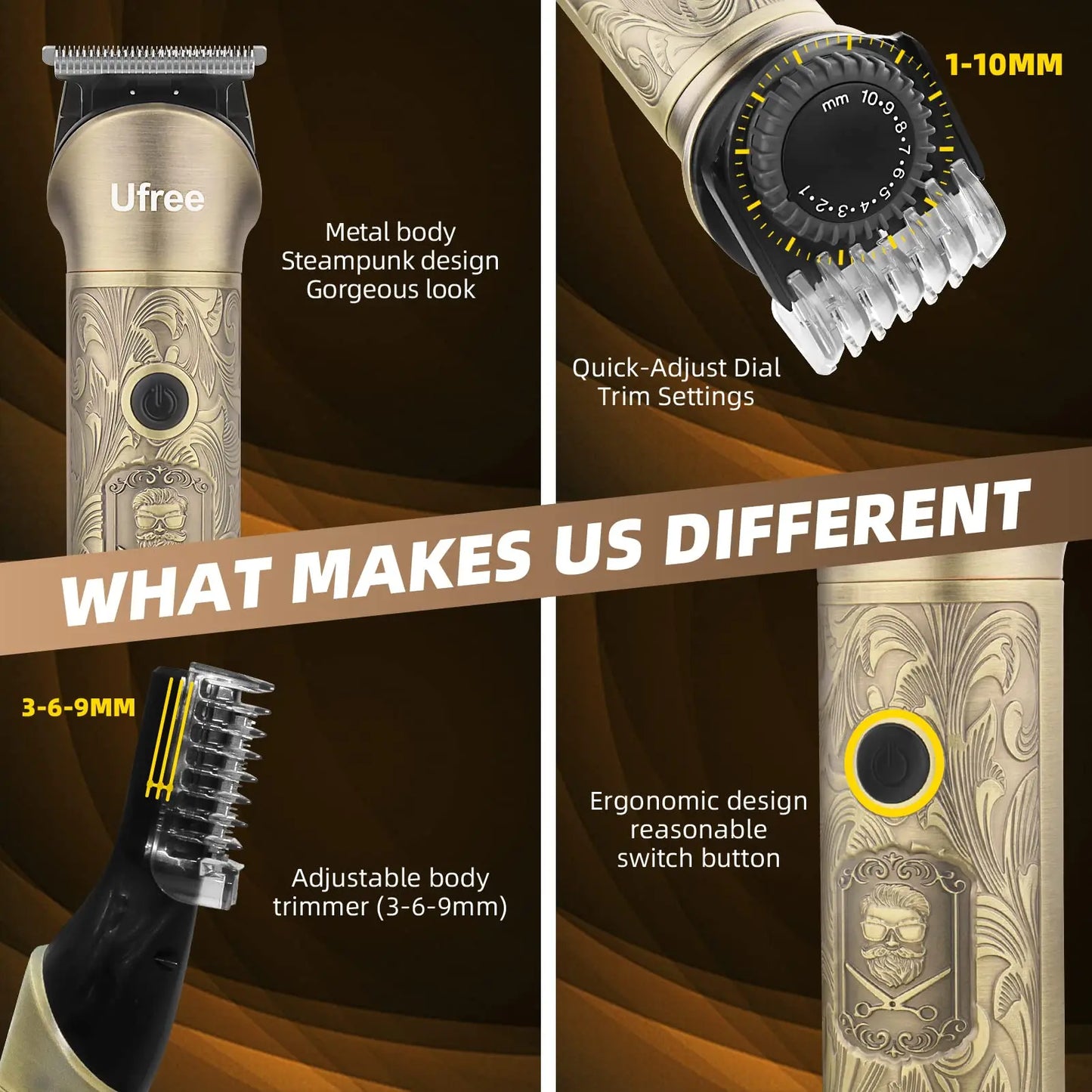 Ufree Beard Trimmer for Men Cordless Electric Razor Shaver Kit