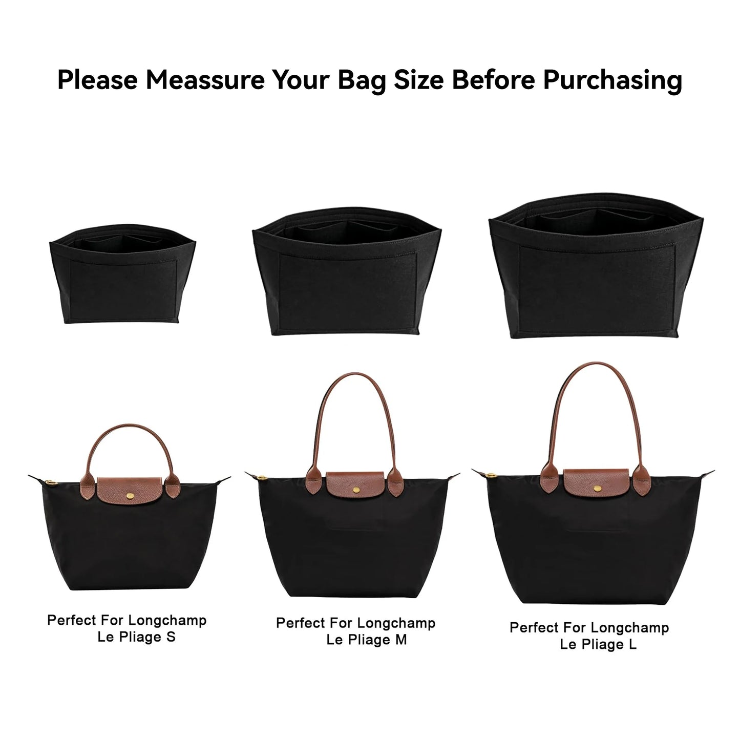 NONECN Felt Insert Bag For Longchamp Handbag Liner Organizer