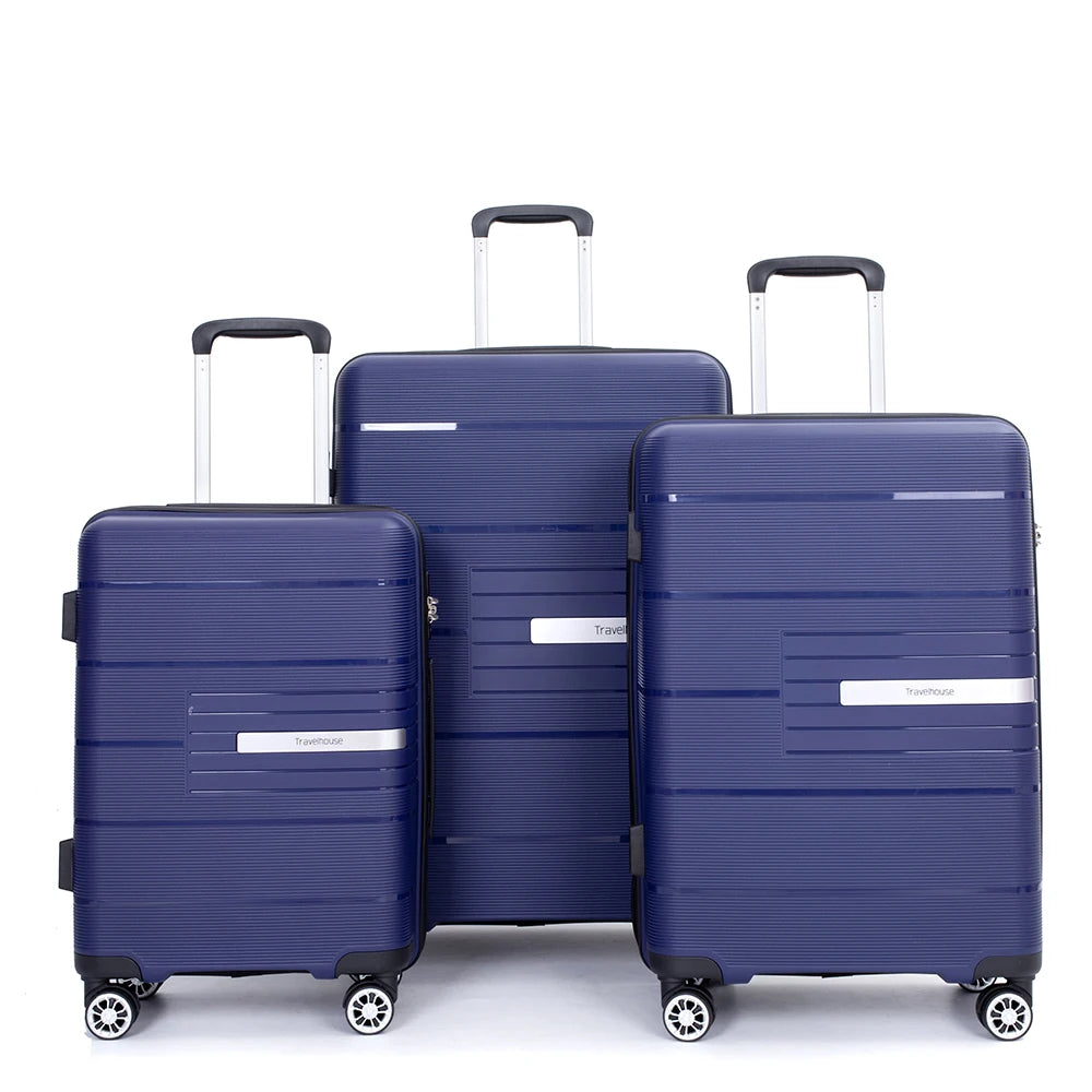 Travelhouse Hardshell Luggage Set Three Piece Spinner TSA Lock