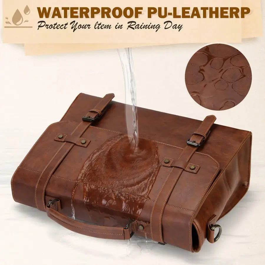 Mens Messenger Bag Waterproof Vintage Leather Laptop Shoulder Bag