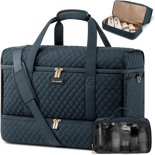 Women Travel Duffle Bag With Shoe Compartment Carry On Gym Duffel