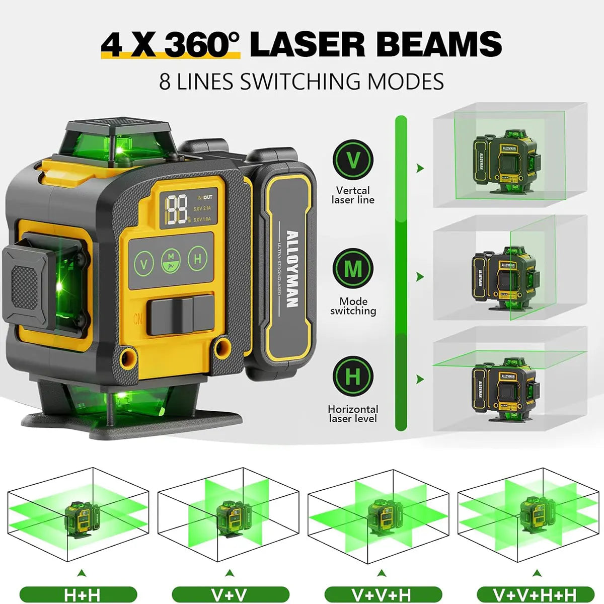 Laser Level With Tripod Self Leveling Green Line 4D Tool
