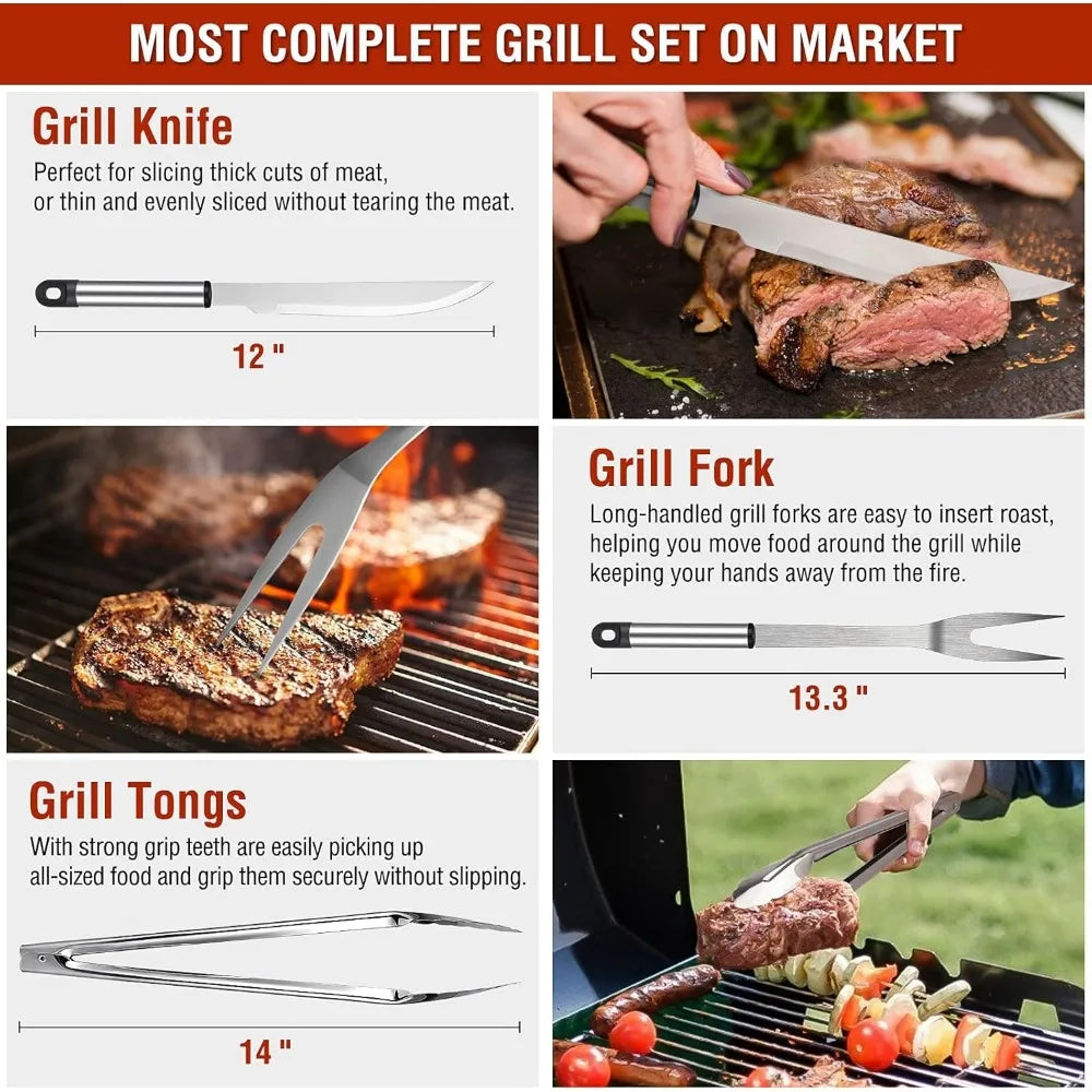 122 Piece BBQ Grill Set for Outdoor Cooking and Grilling