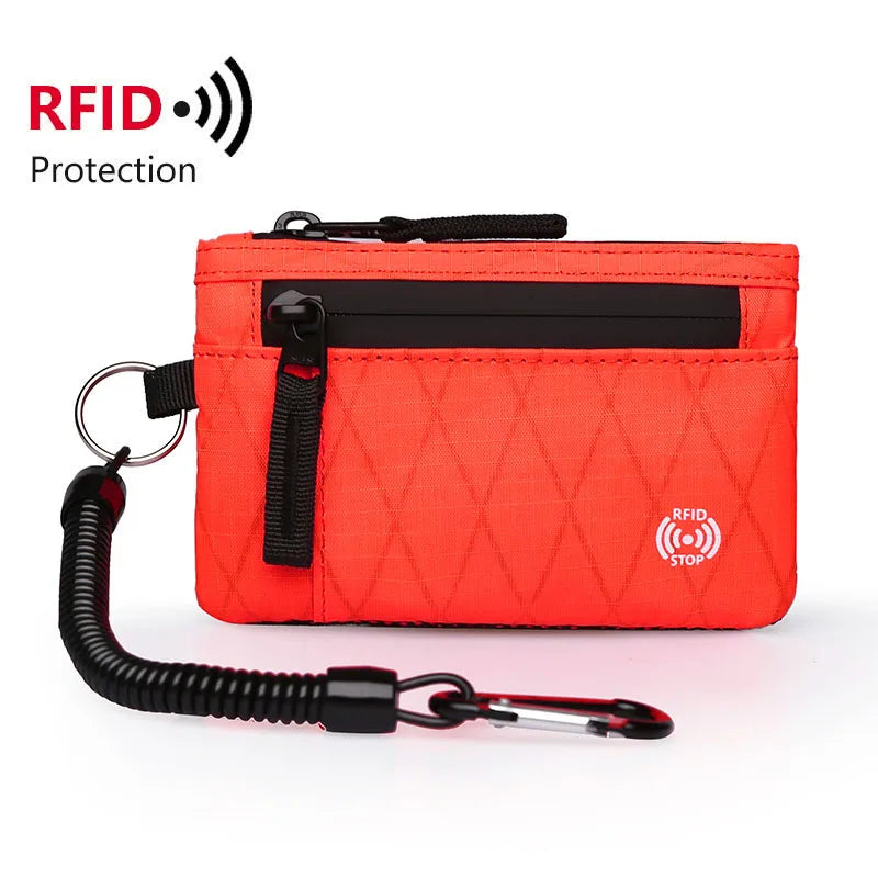 Zipper RFID Wallet Mini Coin Purse Nylon Card Holder