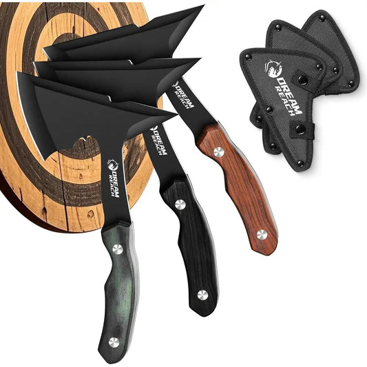 Three Piece High Carbon Steel Throwing Axe Set With Sheaths