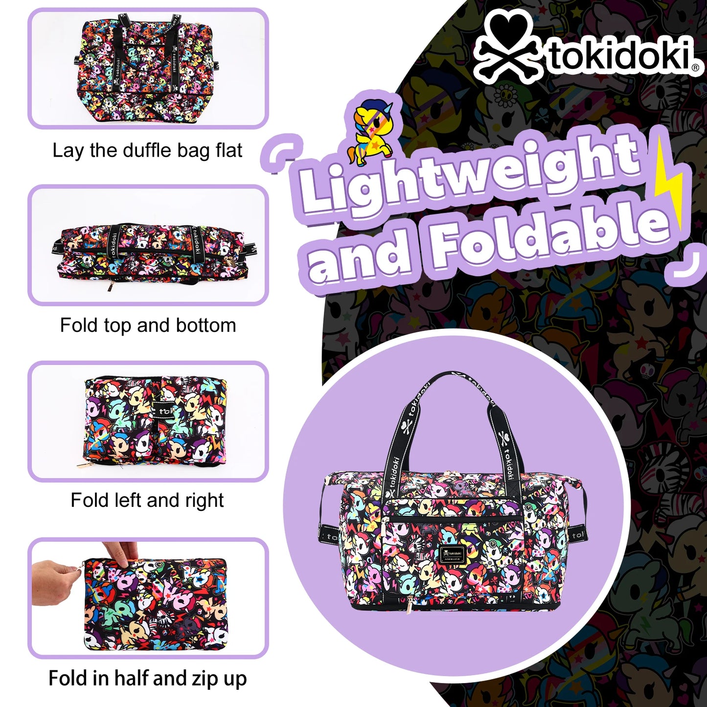 Tokidoki Unicorno Travel Duffle Bag for Short Trips