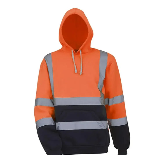 Reflective Polar Fleece Hooded Jacket High Visibility Pullover Sweatshirt