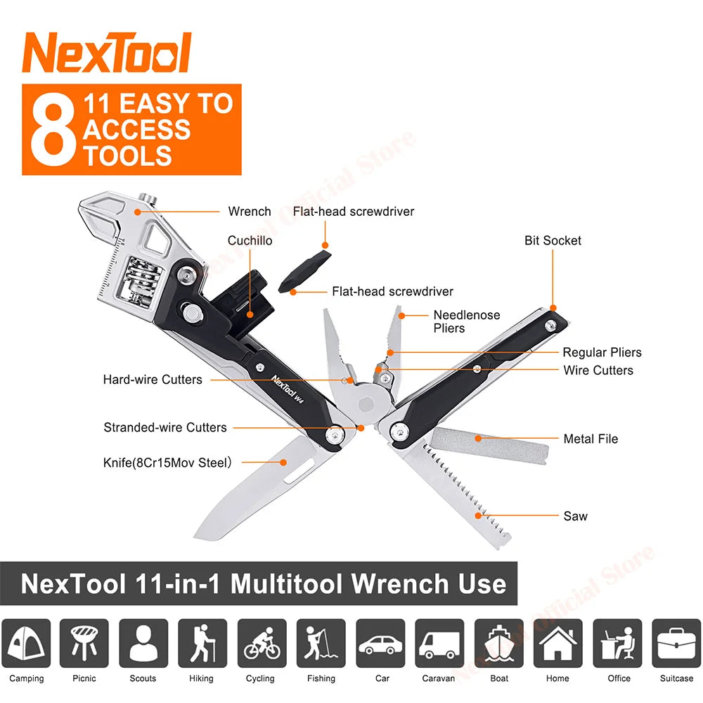 NexTool Multitool W4 11 In 1 Pliers Wrench Folding Knife Screwdriver Saw