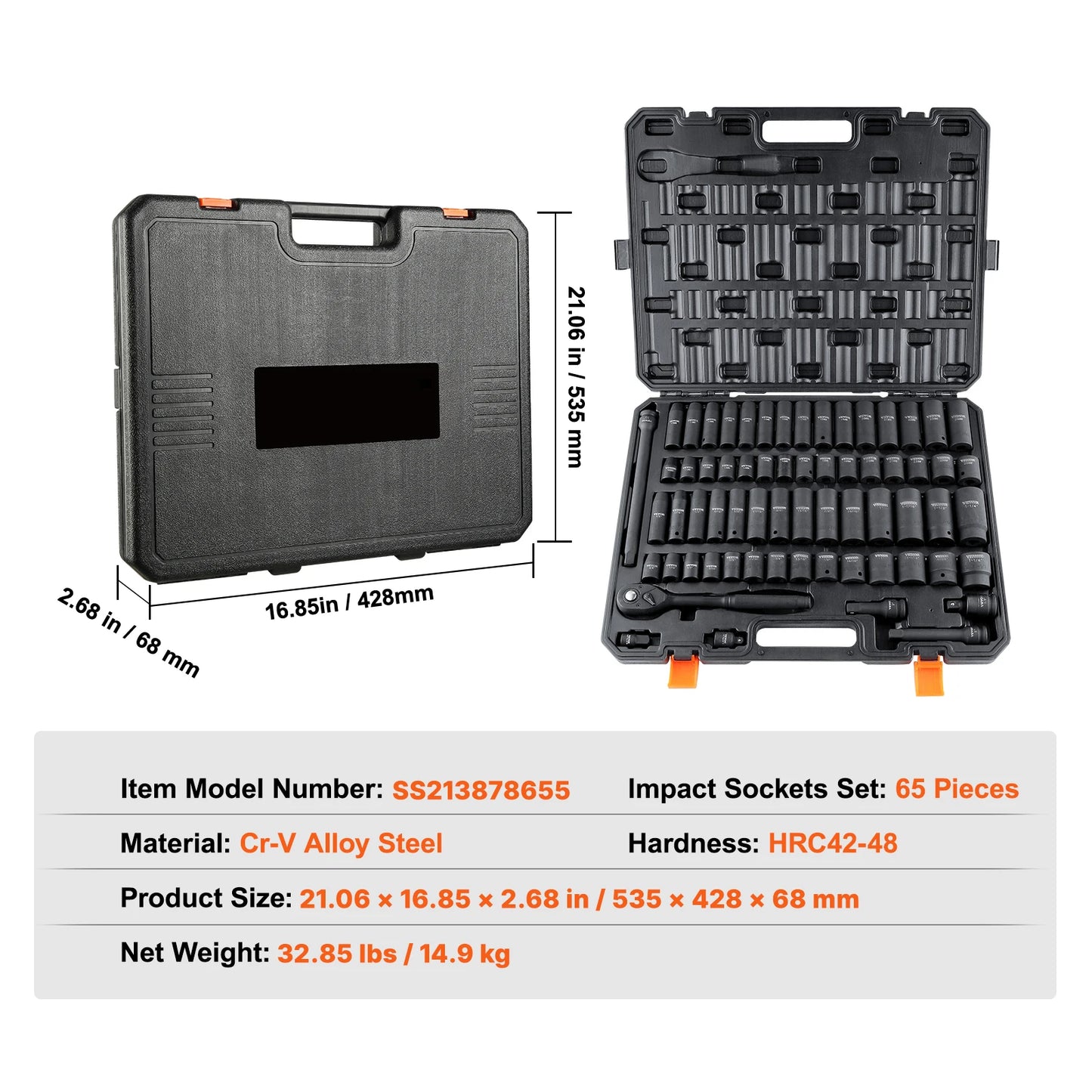 SucceBuy 65Piece CrV Alloy Steel Impact Socket Set
