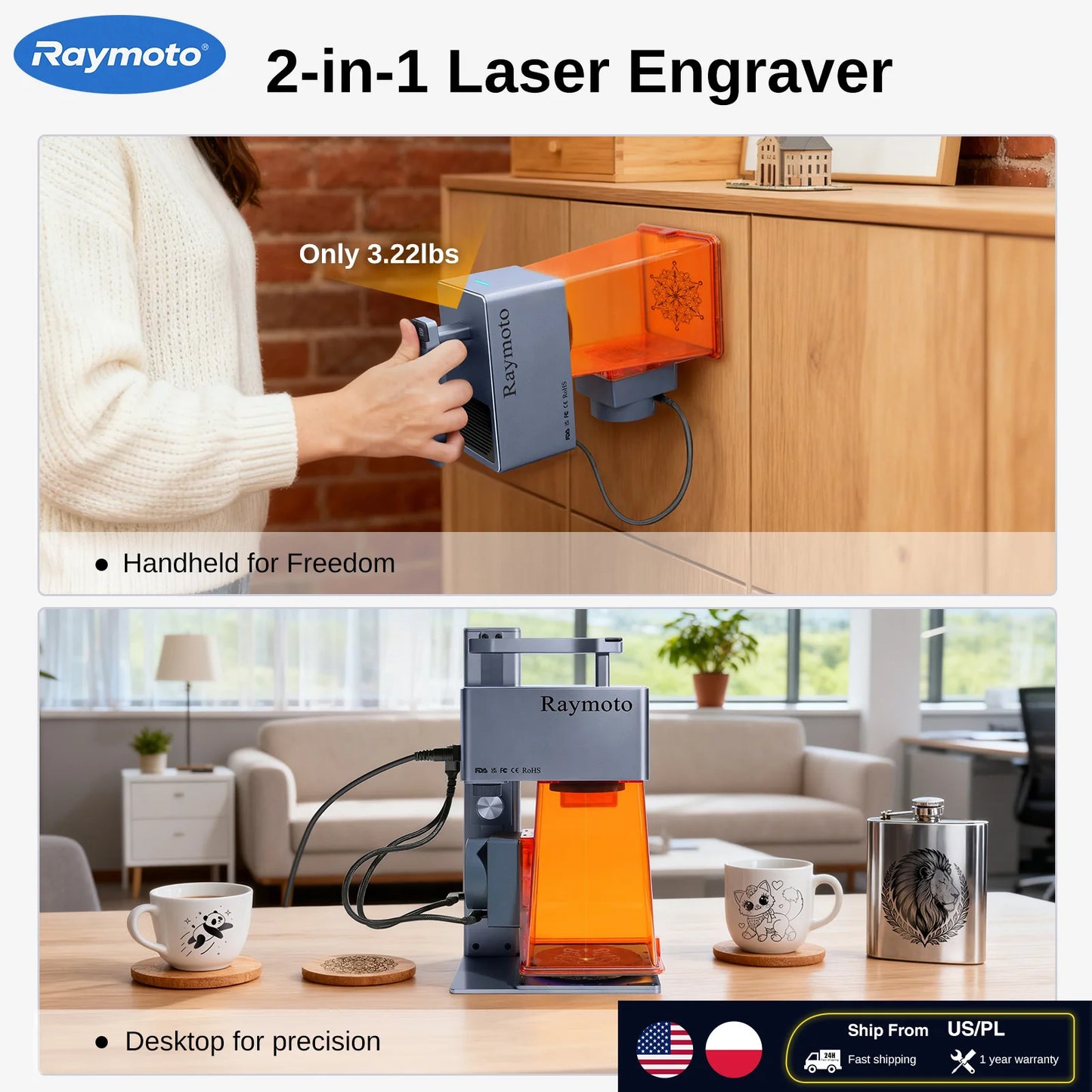 Raymoto R1 Pro Handheld Laser Engraver Air Purifier Wood Metal