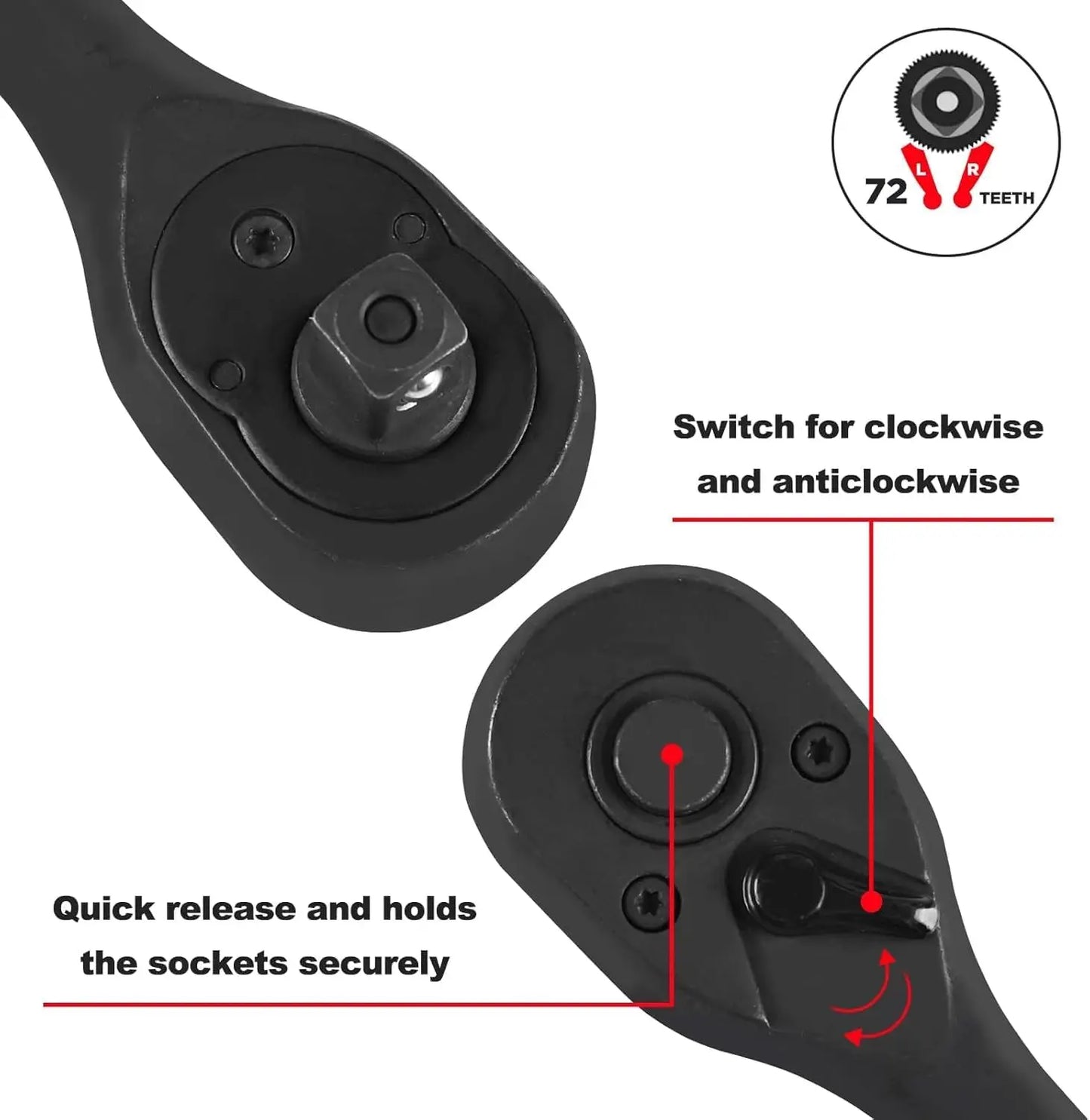 Impact Socket Set With Metric And SAE Ratchet Bits