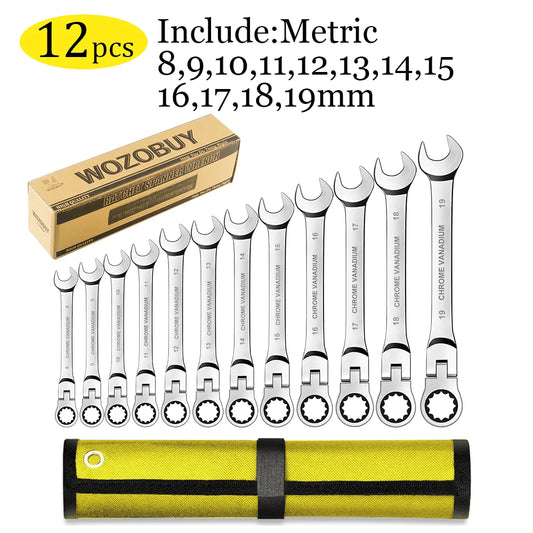 WOZOBUY Flex Head Ratchet Wrench Set 17pc 6 26mm Tool