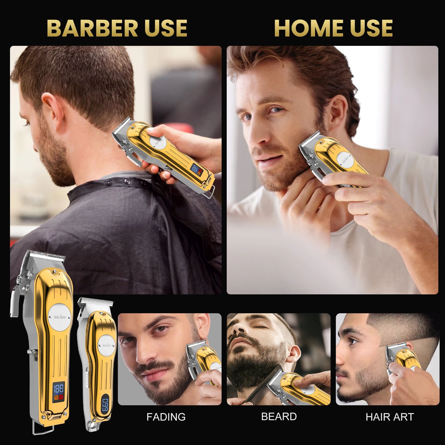Sejoy Professional Hair Clipper Kit For Men Cordless Rechargeable