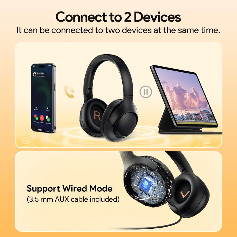 QCY H3 ANC Wireless Headphones With Bluetooth 5.4 Hi Res Audio