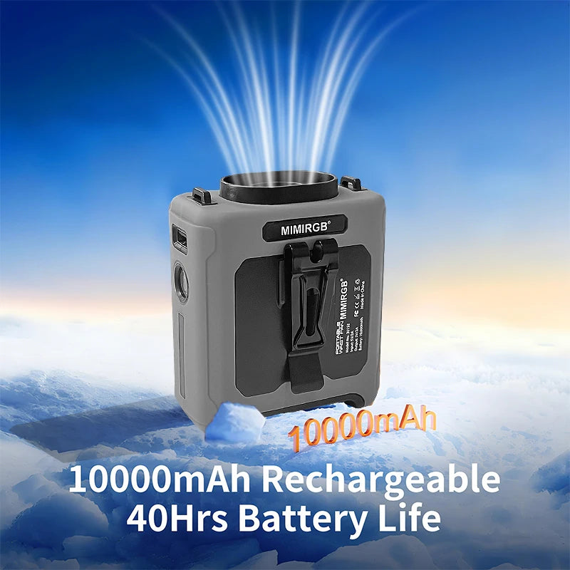Portable Neck Fan With 10000mAh Battery And Waist Clip Flashlight