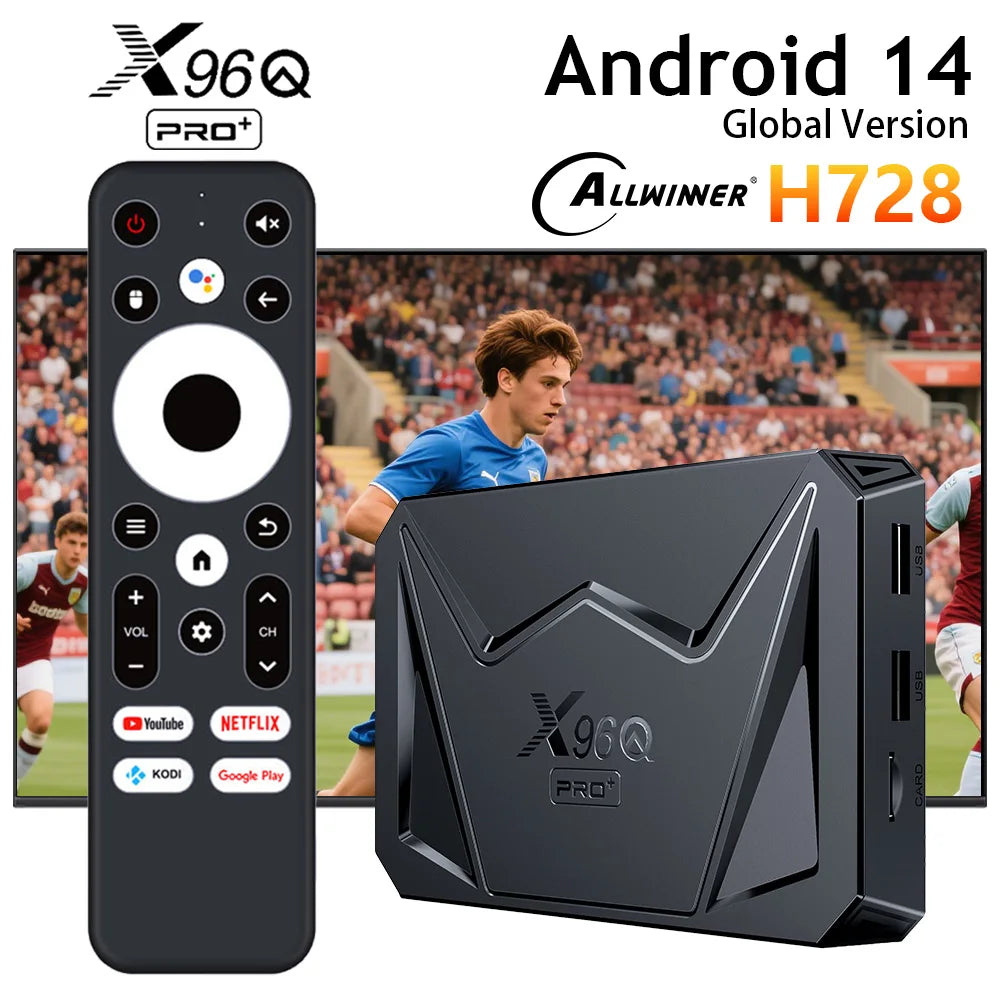 WUDUNG X96Q Pro Plus Android 14 TV Box Allwinner H728 8K WiFi6 1000M LAN