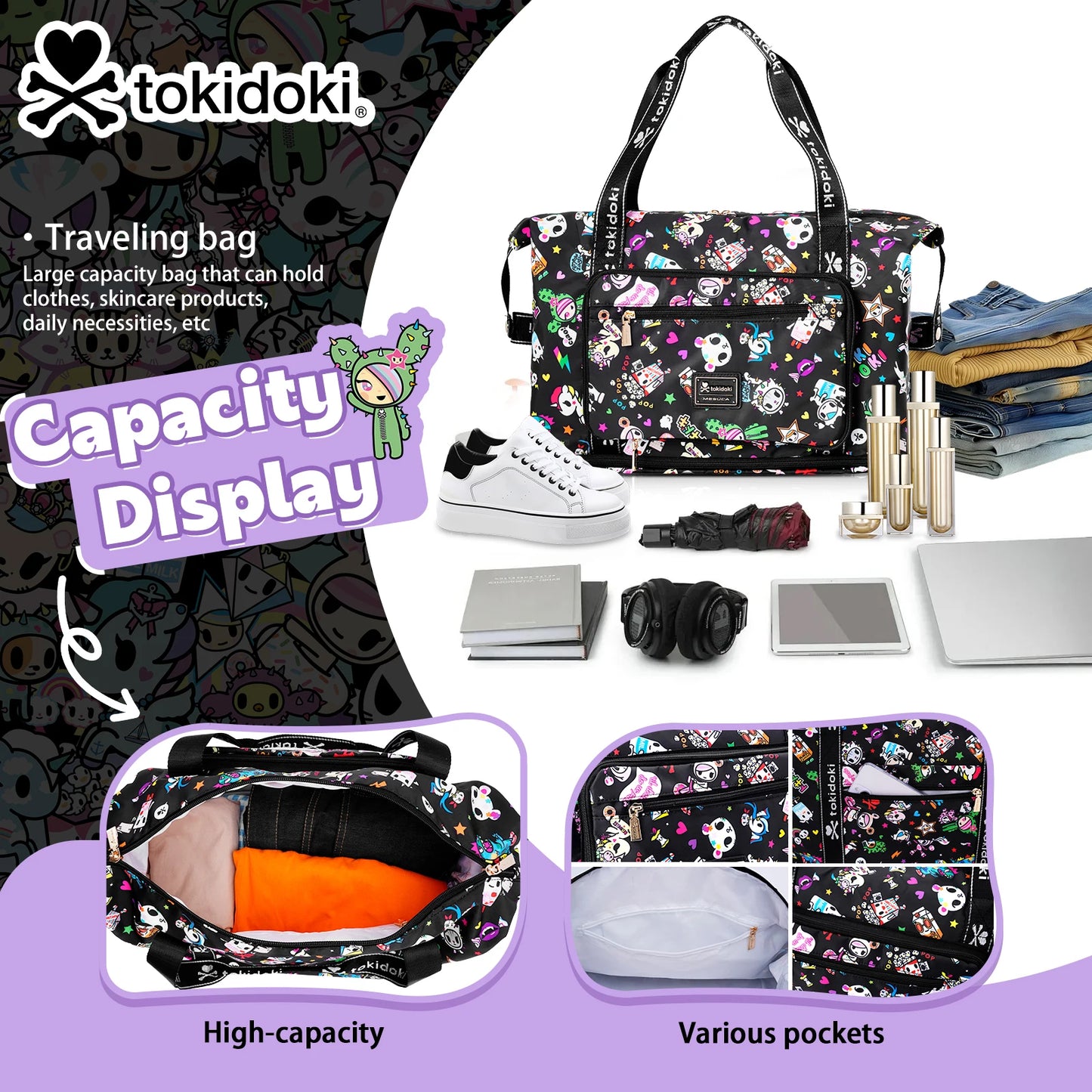 Tokidoki Unicorno Travel Duffle Bag for Short Trips