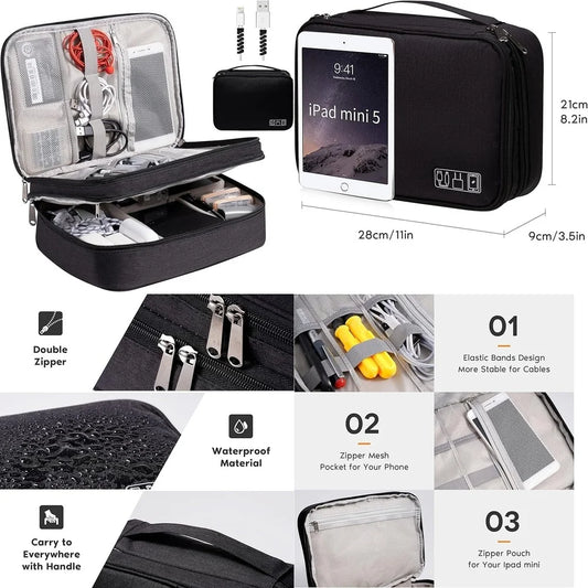 Portable Digital Storage Bag for USB Cables Travel Organizer