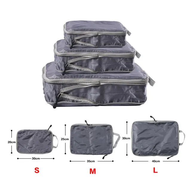 Foldable Packing Cubes Set Travel Nylon Waterproof Luggage Organizer