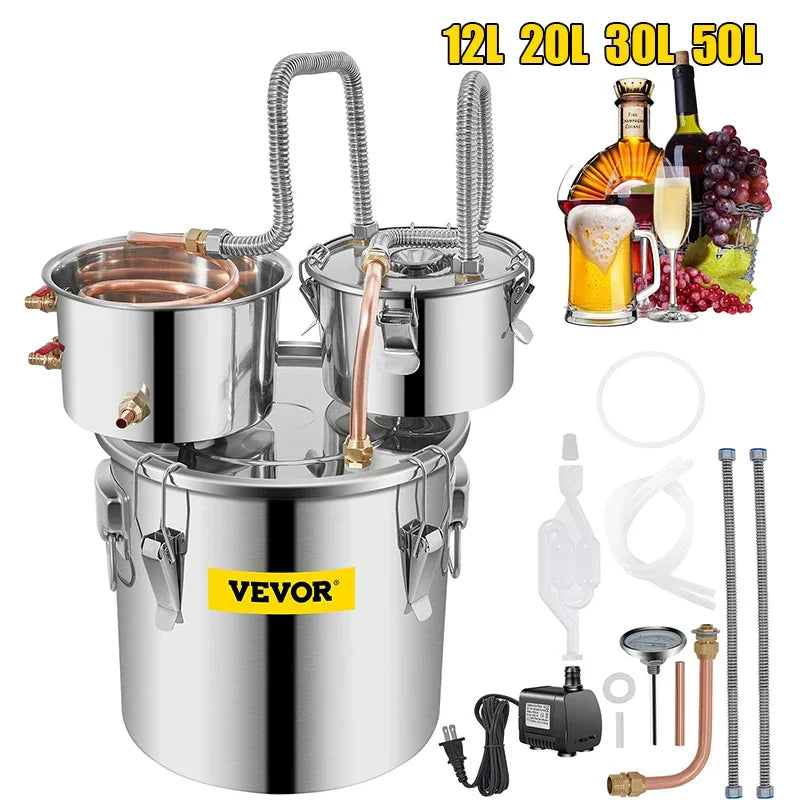 VEVOR Alcohol Distiller DIY Moonshine Apparatus Stainless Steel