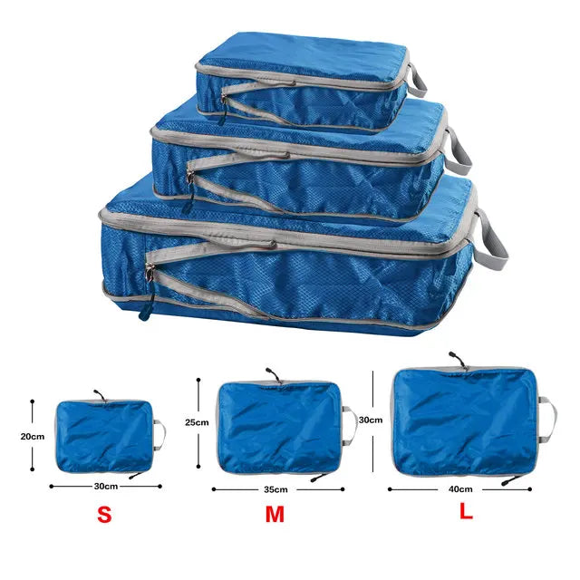 Foldable Packing Cubes Set Travel Nylon Waterproof Luggage Organizer