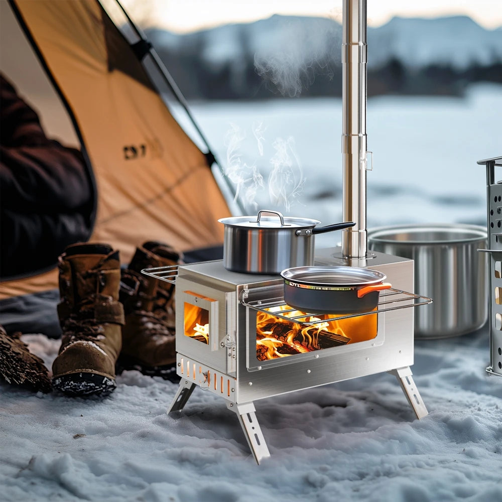 Portable Wood Burning Camping Stove Stainless Steel Tent Stove