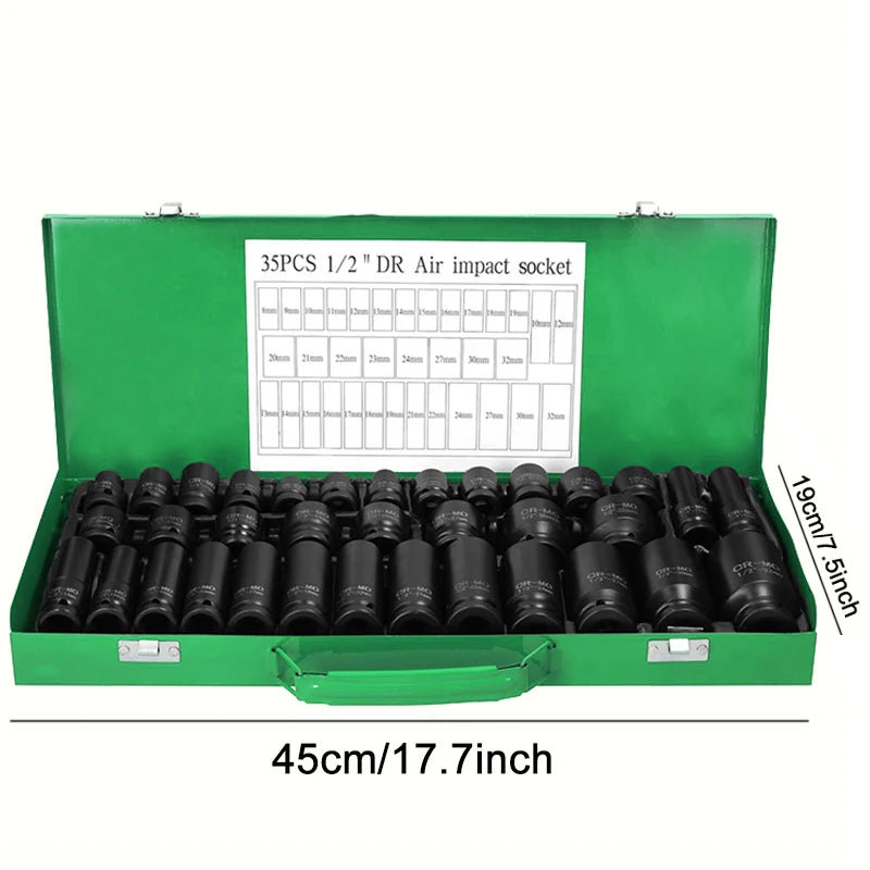 Professional 35 Piece Heavy Duty Pneumatic Tool Kit With Air Gun Rotary Tools