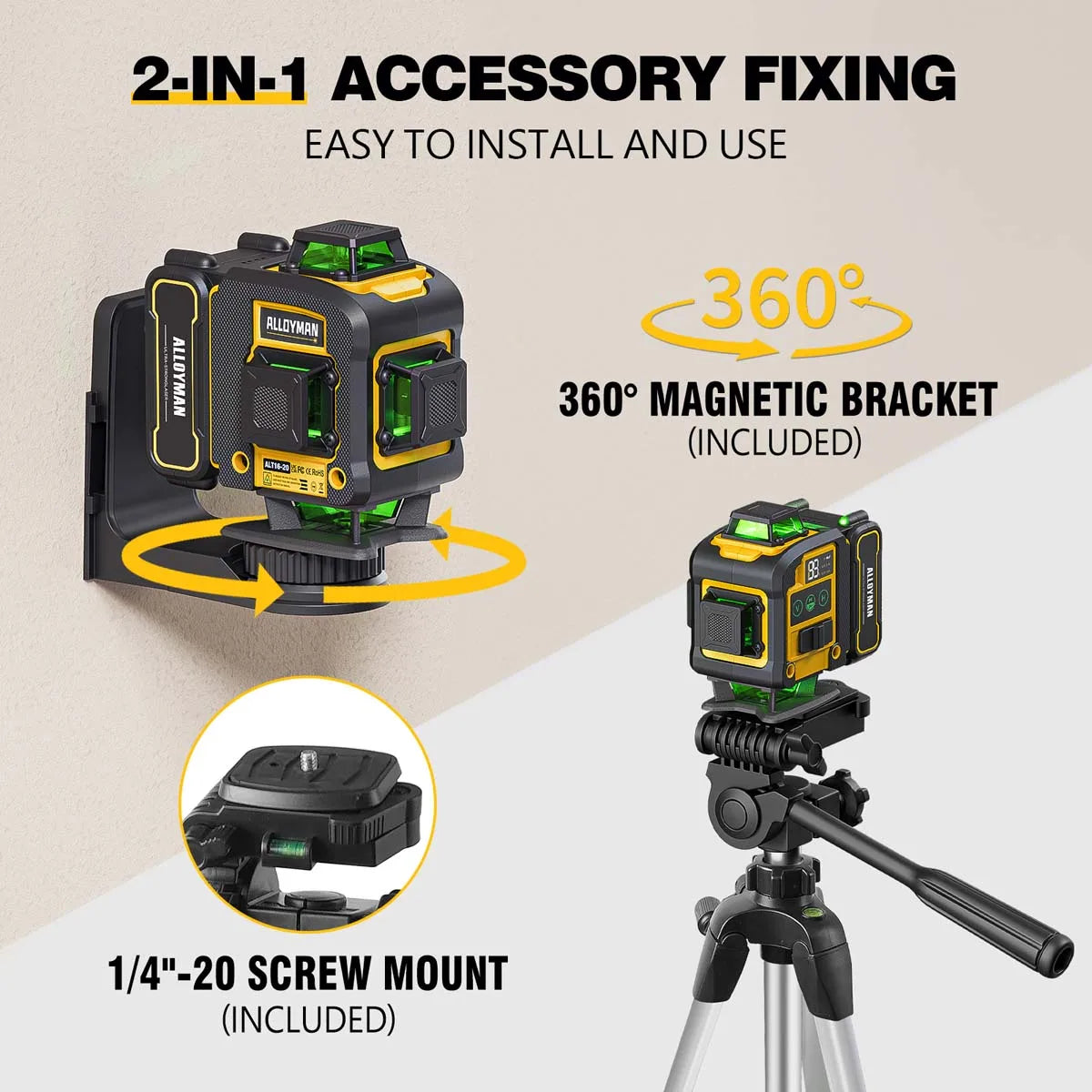 Laser Level With Tripod Self Leveling Green Line 4D Tool