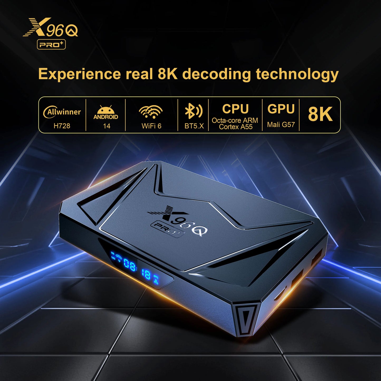 WUDUNG X96Q Pro Plus Android 14 TV Box Allwinner H728 8K WiFi6 1000M LAN