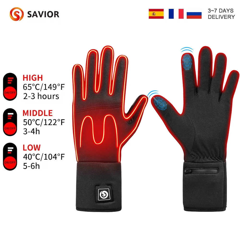Snow Deer Winter Heated Gloves Goatskin Leather Windproof Rechargeable