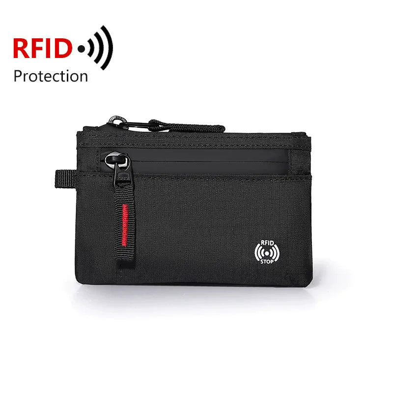 Zipper RFID Wallet Mini Coin Purse Nylon Card Holder